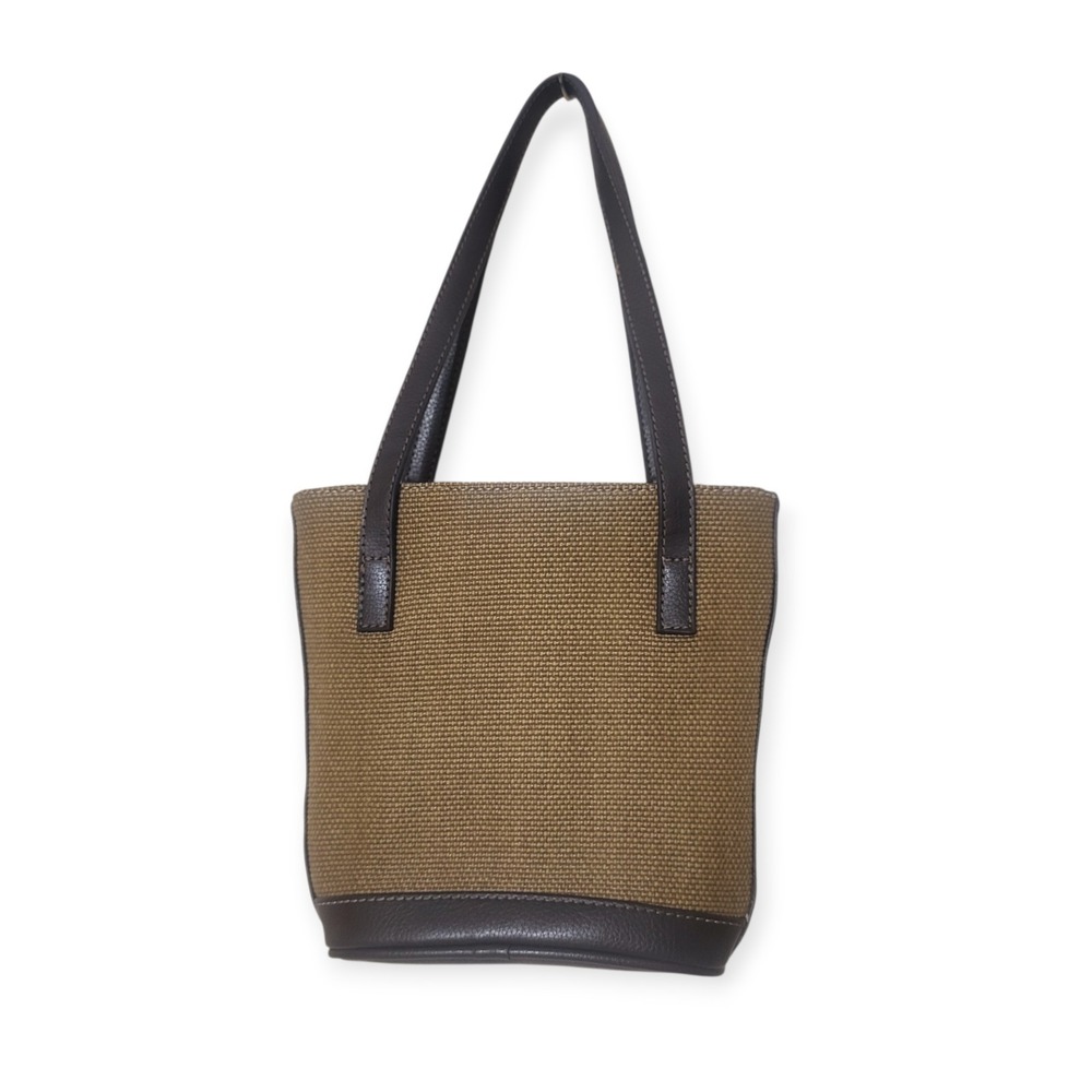 Liz Claiborne Y2K Mini Brown Woven Hand- Shoulder Bag Faux Leather Floral Detail - Picture 4 of 9